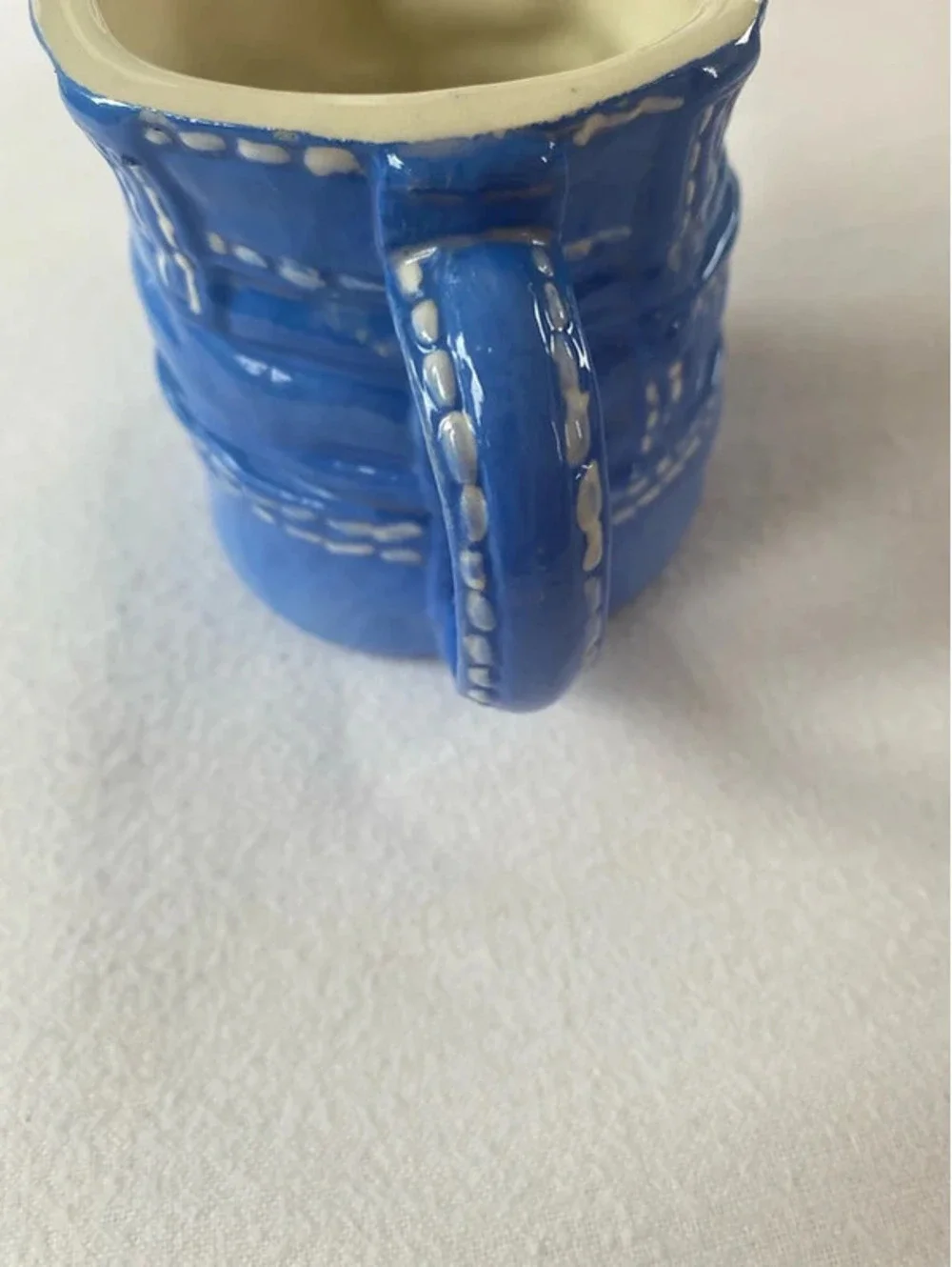 Vintage Blue Denim Creamer Ceramic W/ Virginia on Cup